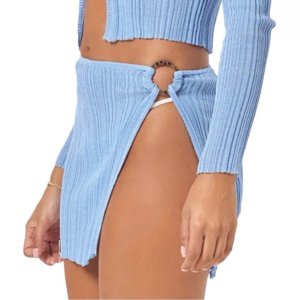 l*space Light Blue Ribbed Swim Coverup Skirt - Picture 3 of 7